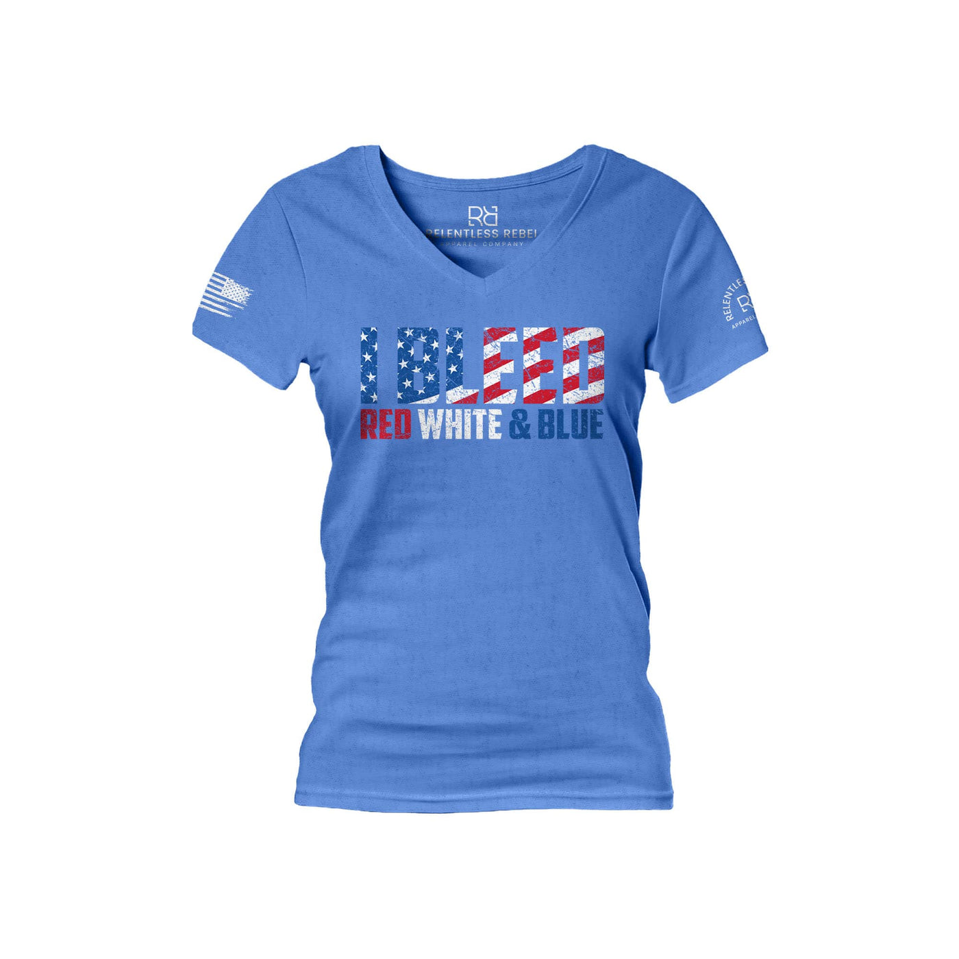 True Royal I Bleed Red White and Blue Women's V-Neck Tee