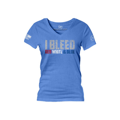 True Royal I Bleed Red White and Blue Women's V-Neck Tee