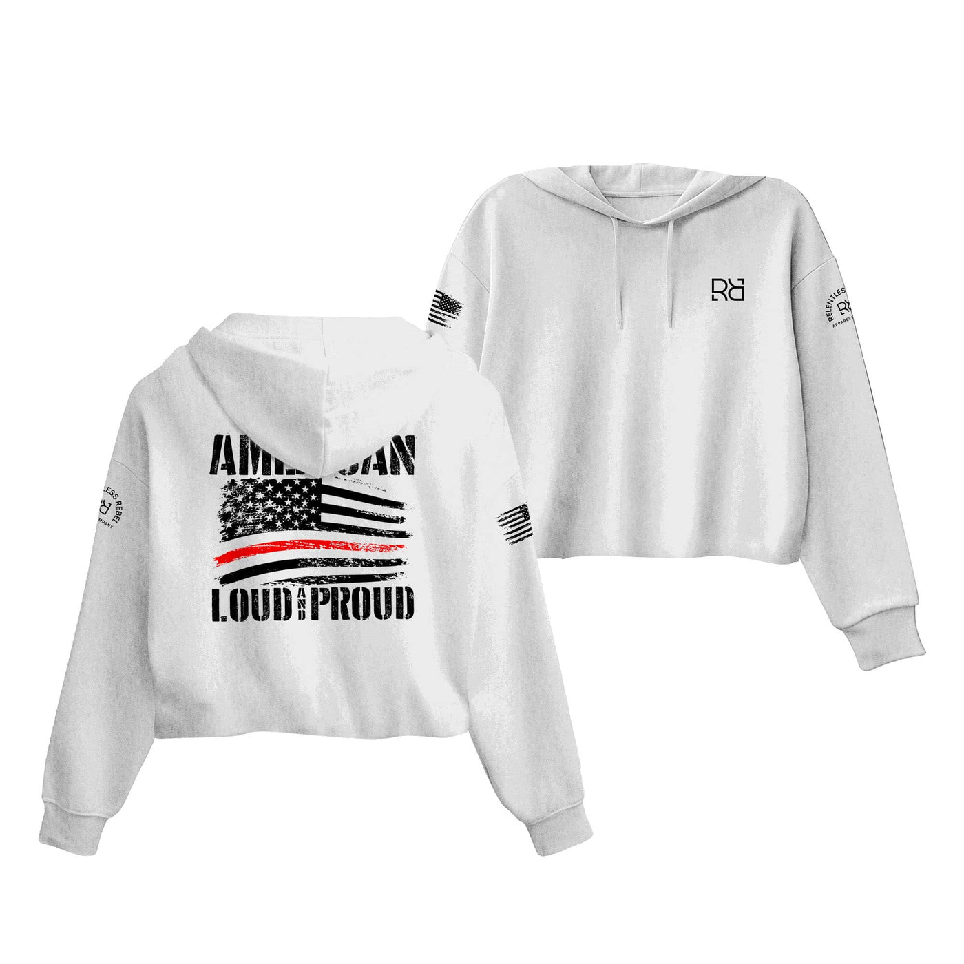 White American Loud and Proud Women's Cropped Hoodie