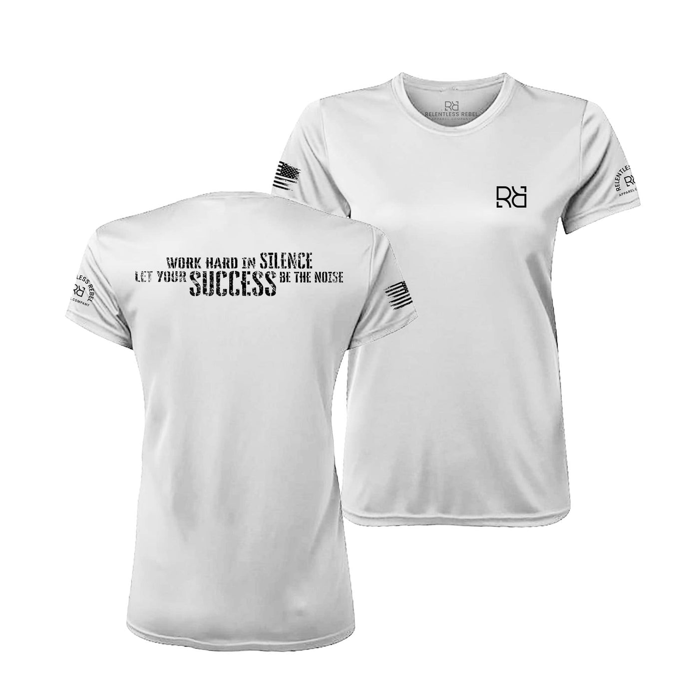 White Work Hard in Silence Women's Dry Fit