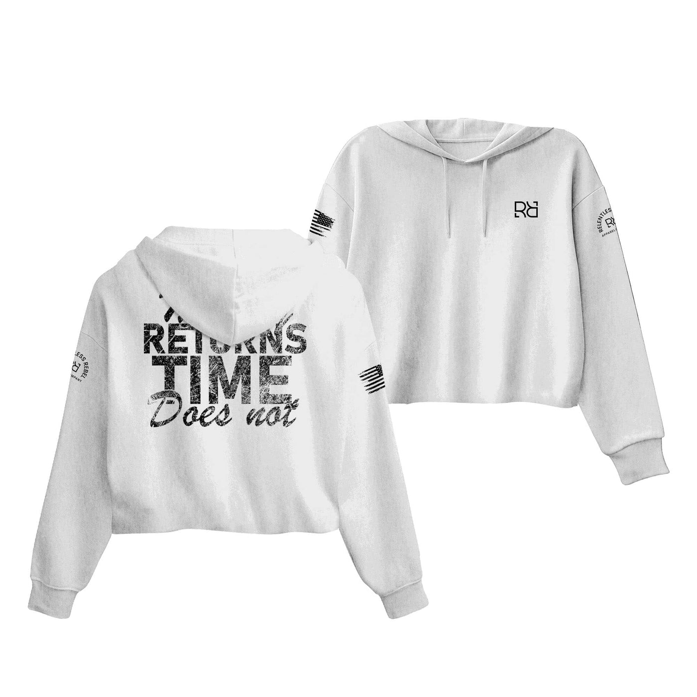 White Money Returns Time Does Not Women's Cropped Hoodie