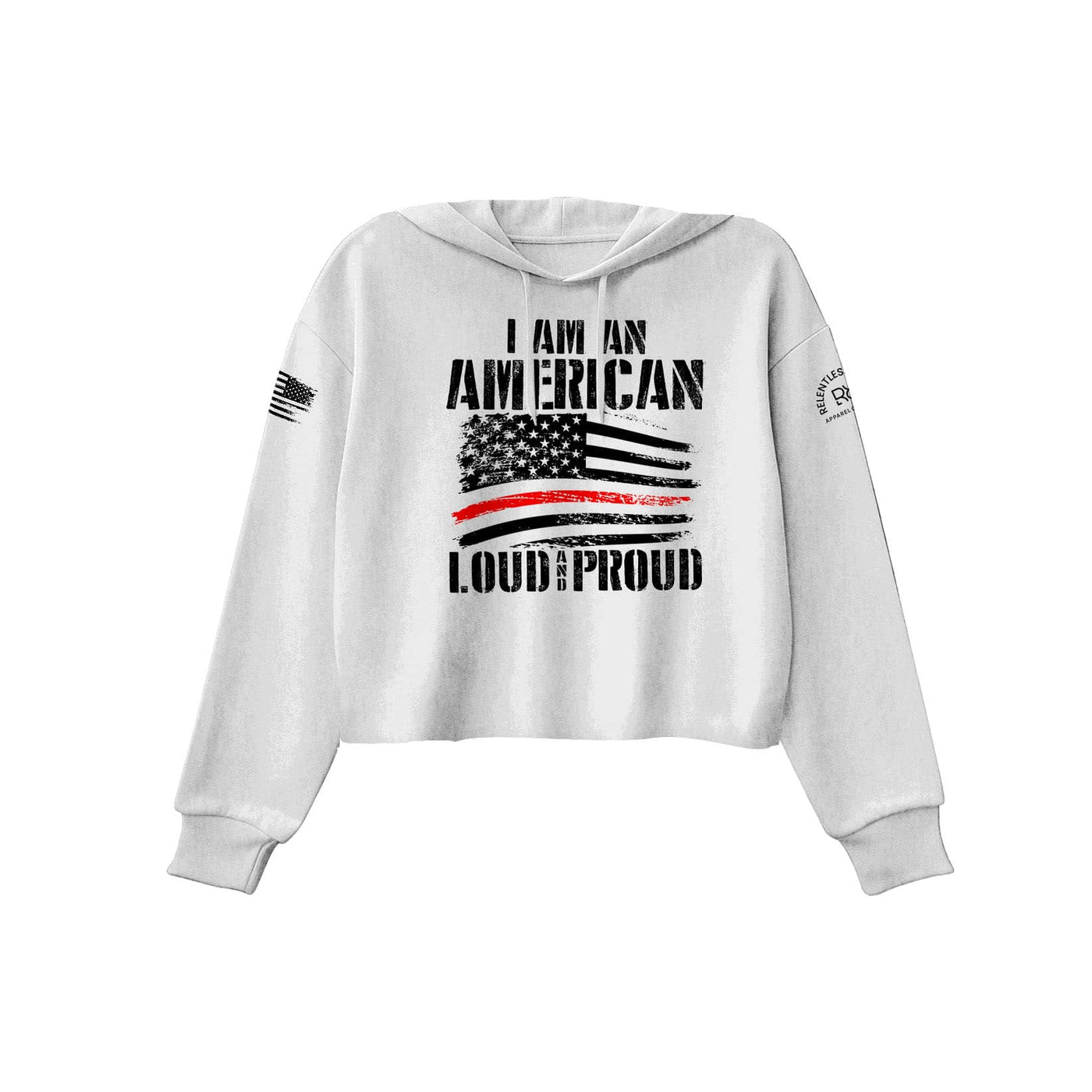 White American Loud and Proud Women's Cropped Hoodie