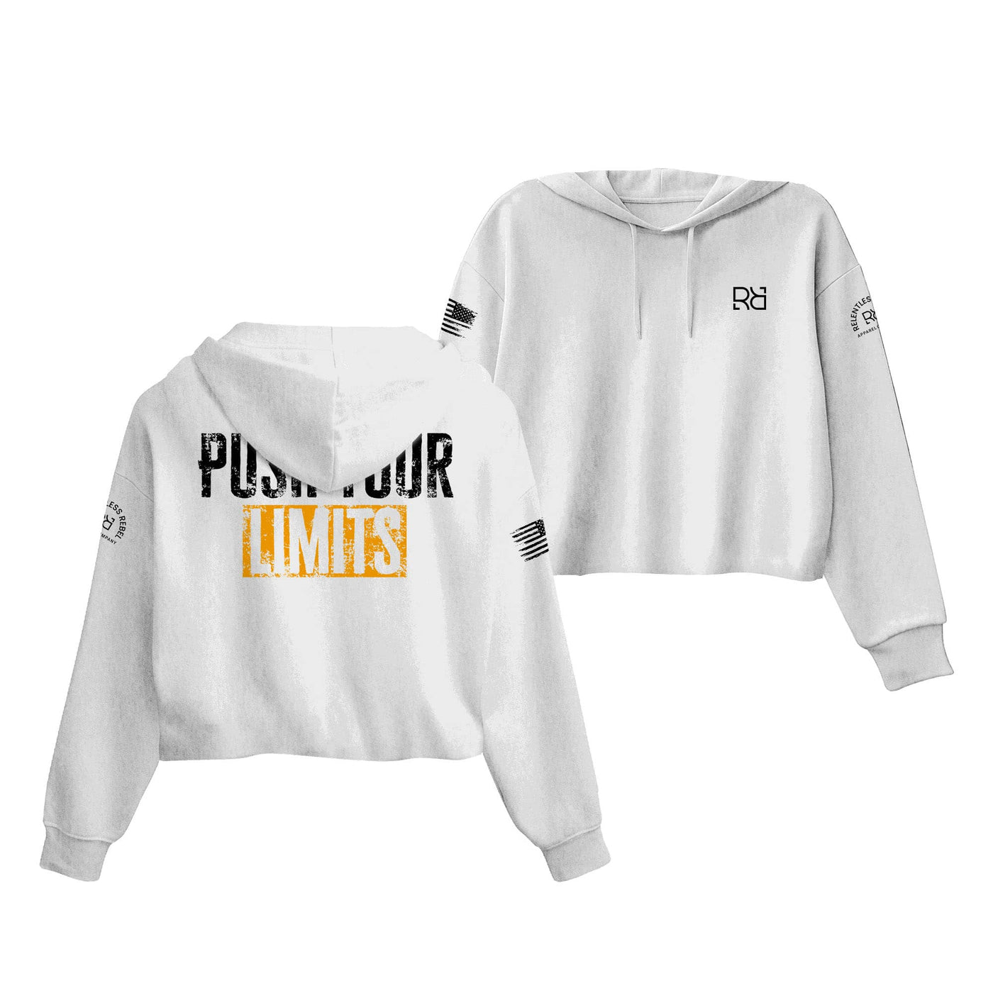 White Push Your Limits Women's Cropped Hoodie