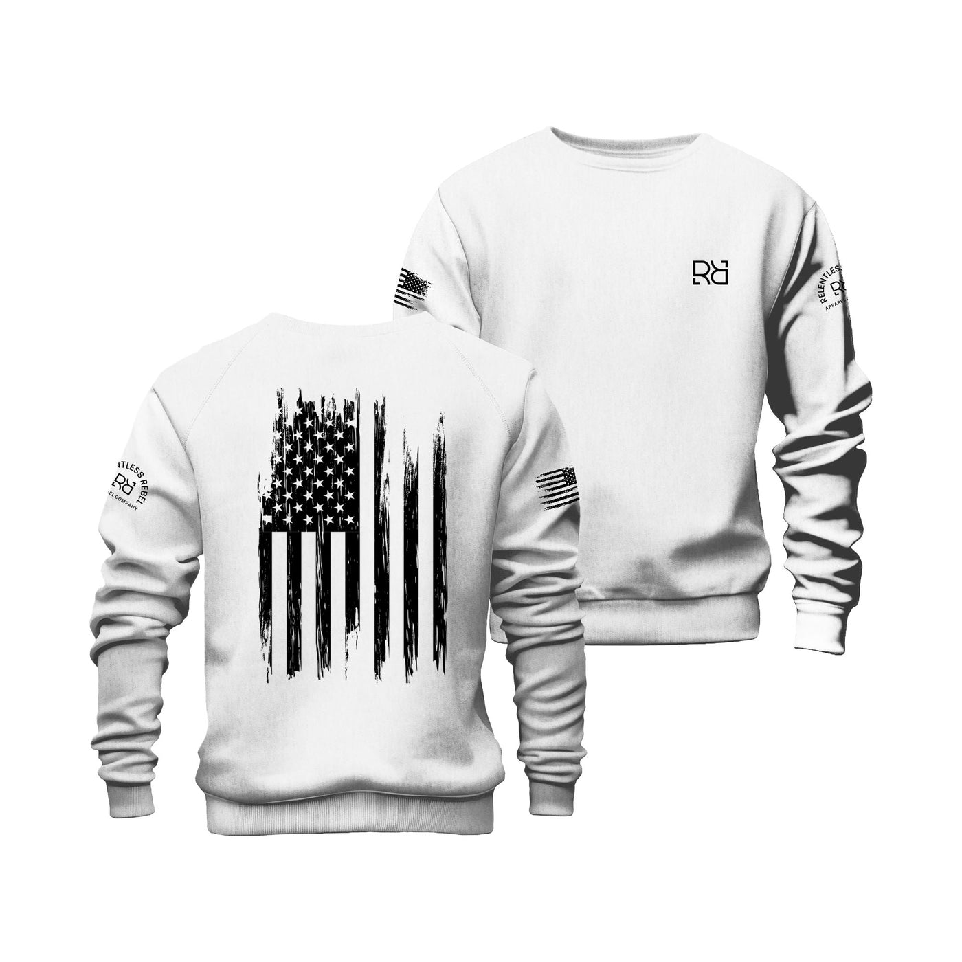 Relentless White Rebel Patriot Flag Crew Neck Sweatshirt