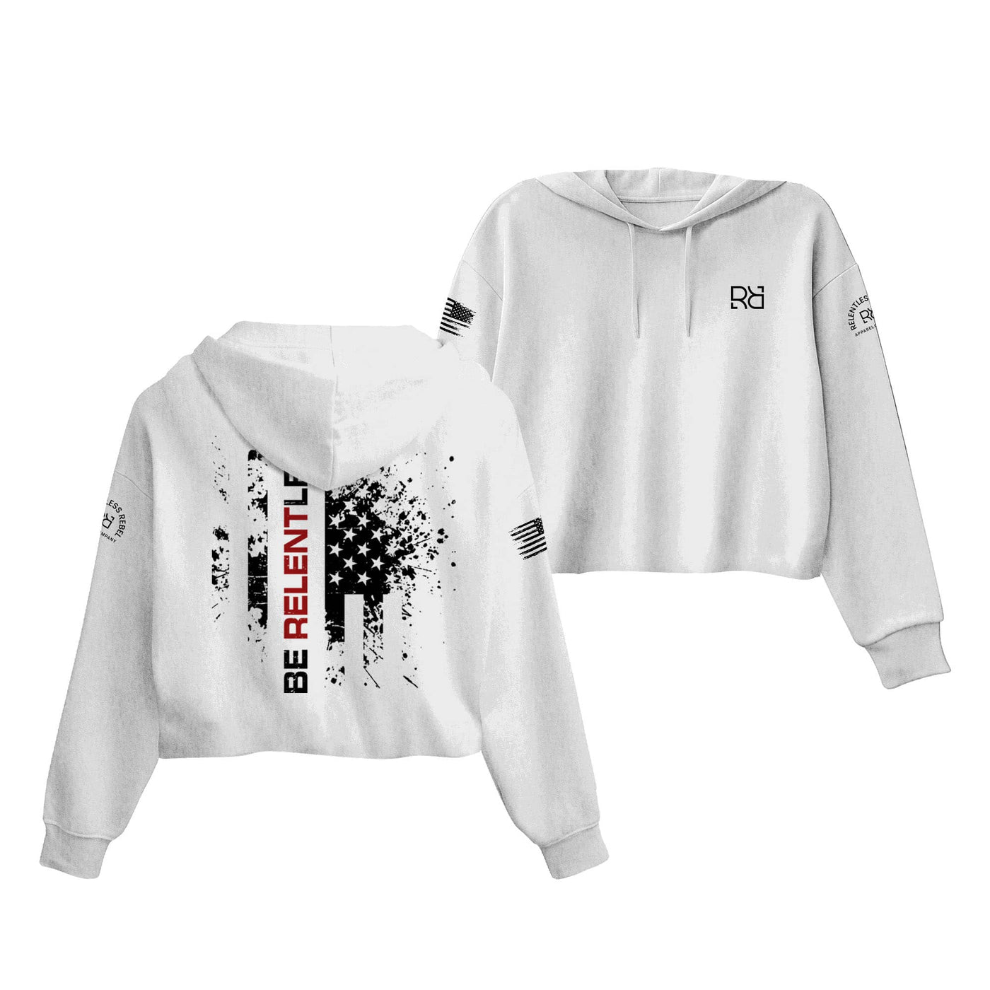 White Be Relentless Women's Cropped Hoodie