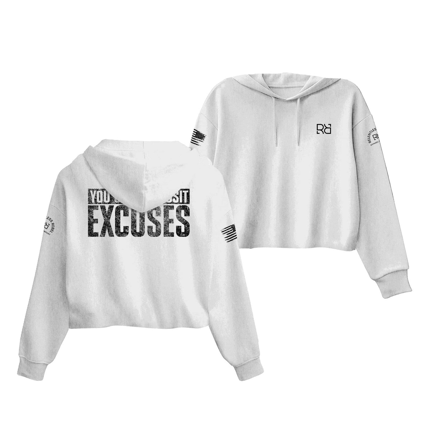 White You Can't Deposit Excuses Women's Cropped Hoodie