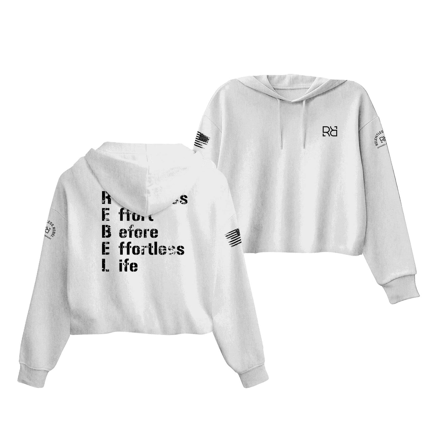 White Relentless Effort Before Relentless Life Women's Cropped Hoodie