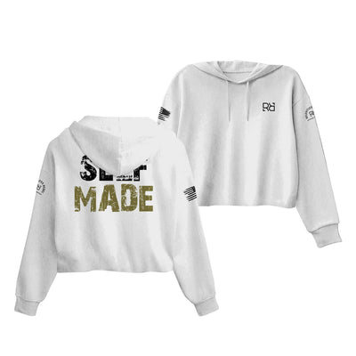 White Self Made Women's Cropped Hoodie