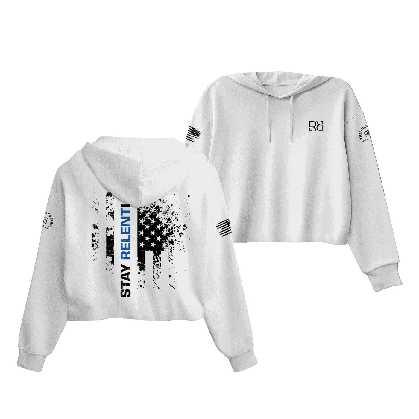 White Be Relentless Law Enforcement Edition Women's Cropped Hoodie