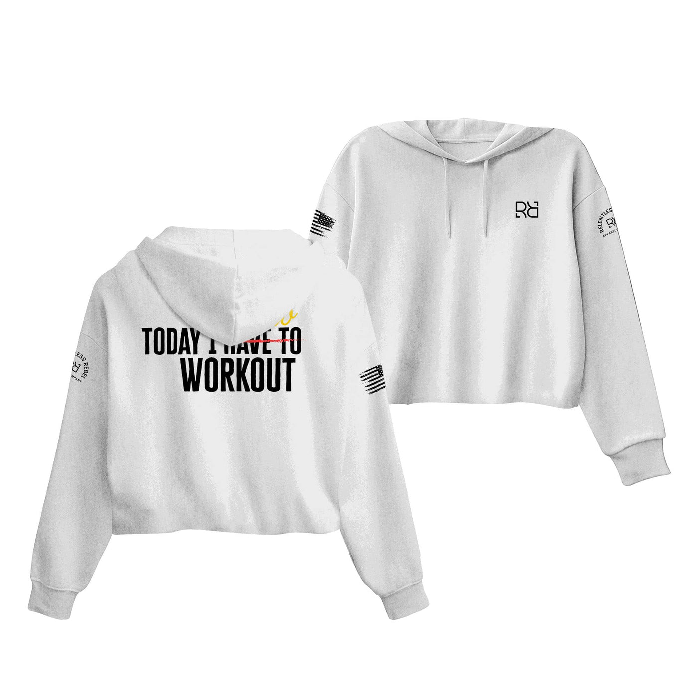 White Today I Get to Work Out Women's Cropped Hoodie