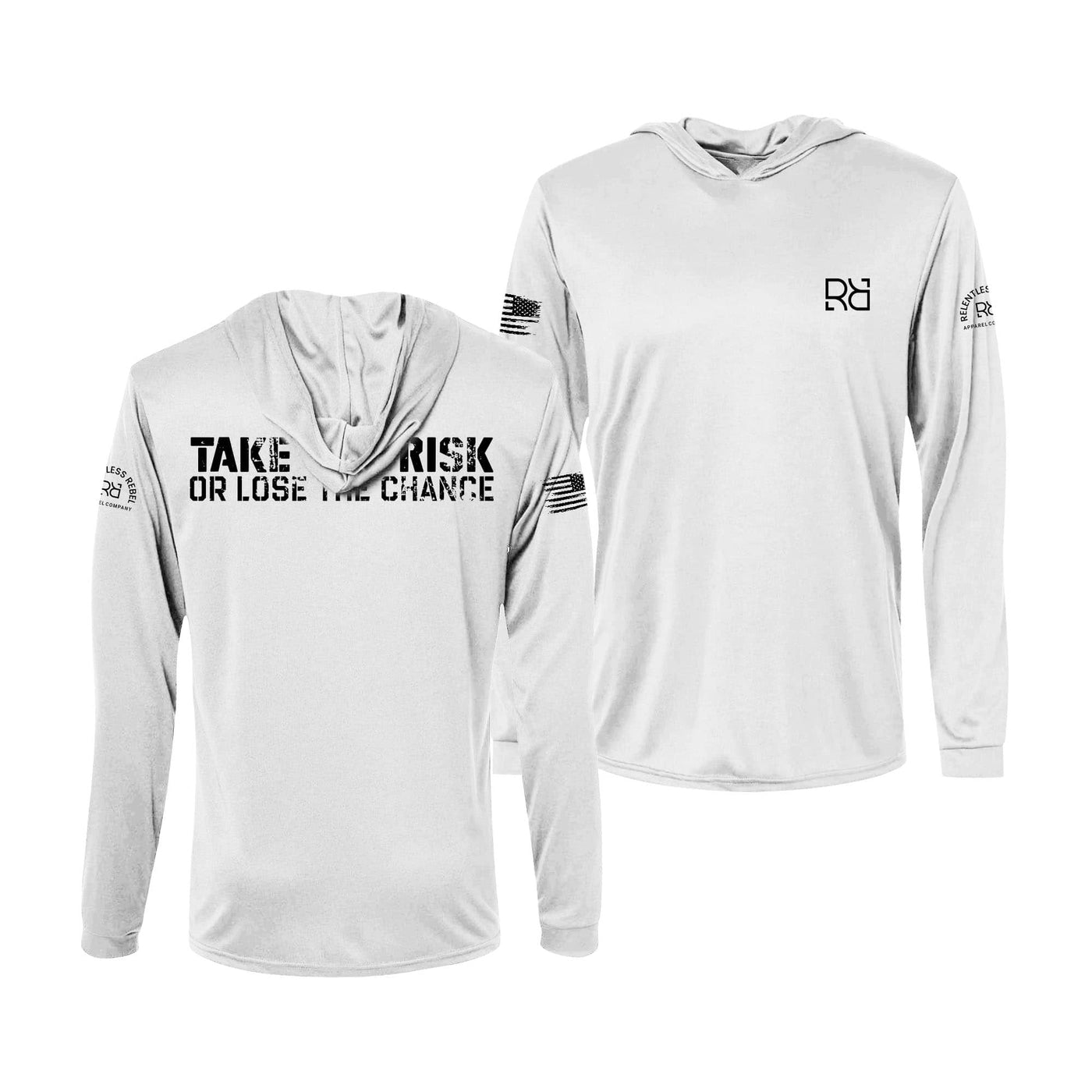 White Take the Risk or Lose the Chance Men's Long Sleeve Dry Fit