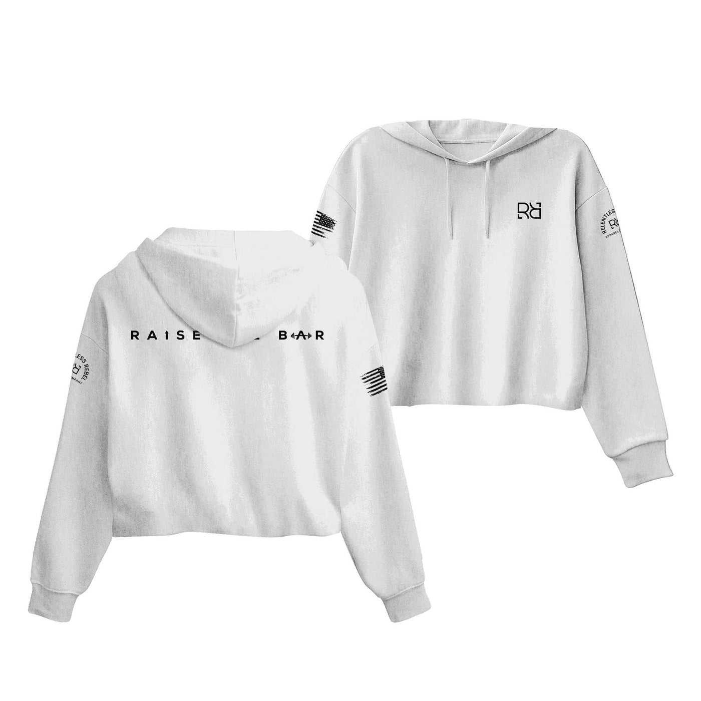 White Raise the Bar Women's Cropped Hoodie