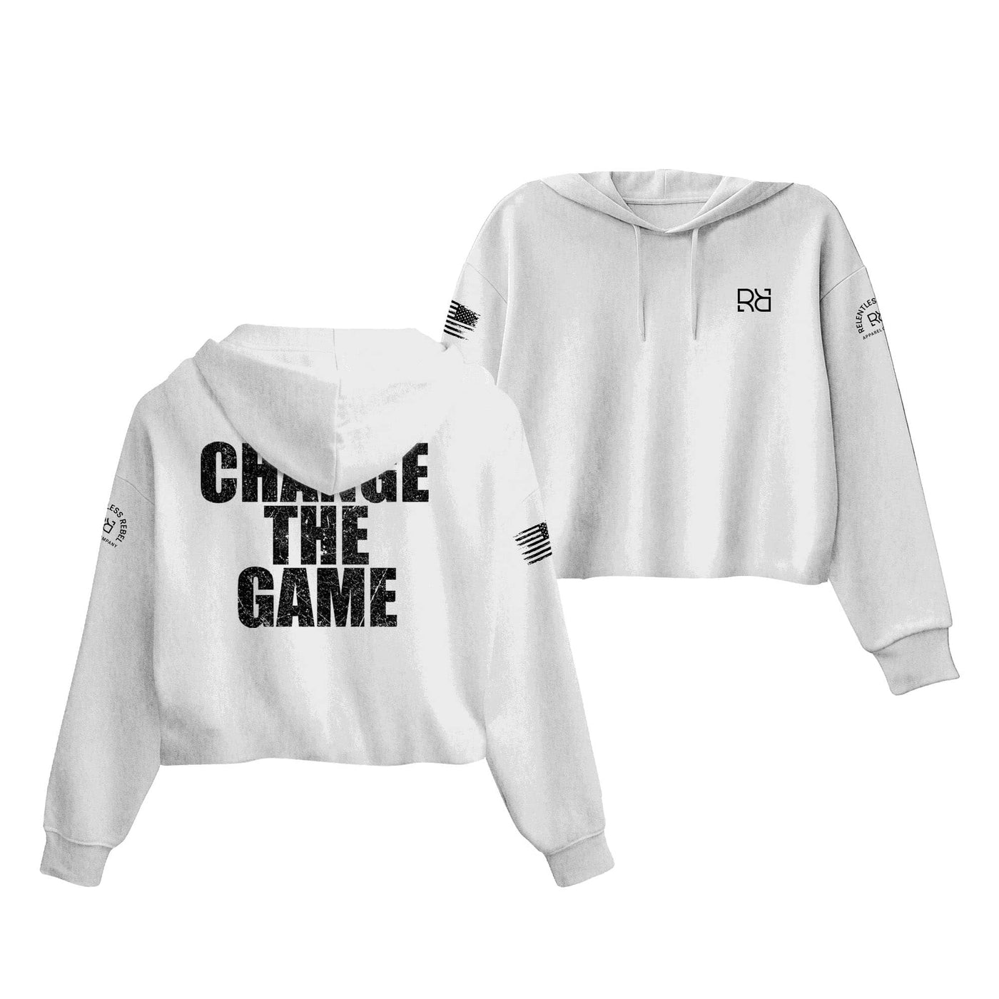 White Change the Game Women's Cropped Hoodie