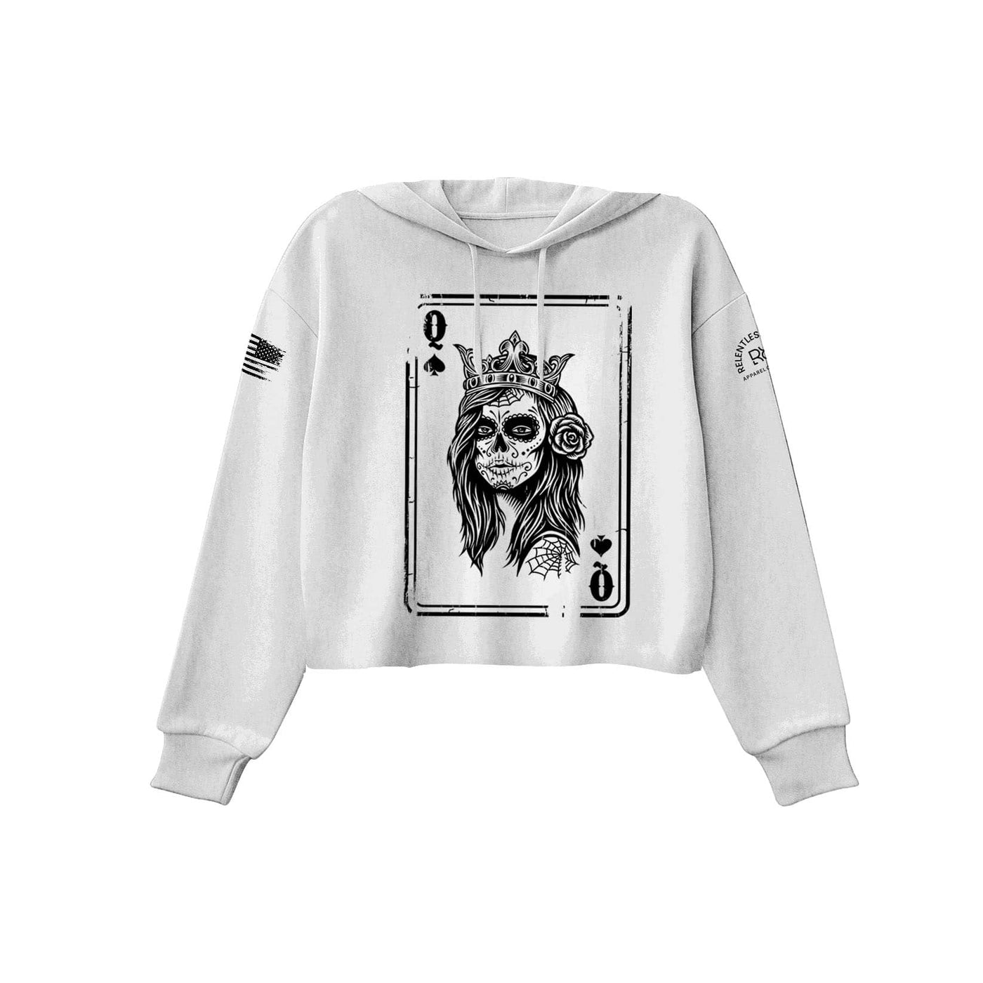 White Rebel Queen "Rebel Ace" Women's Cropped Hoodie