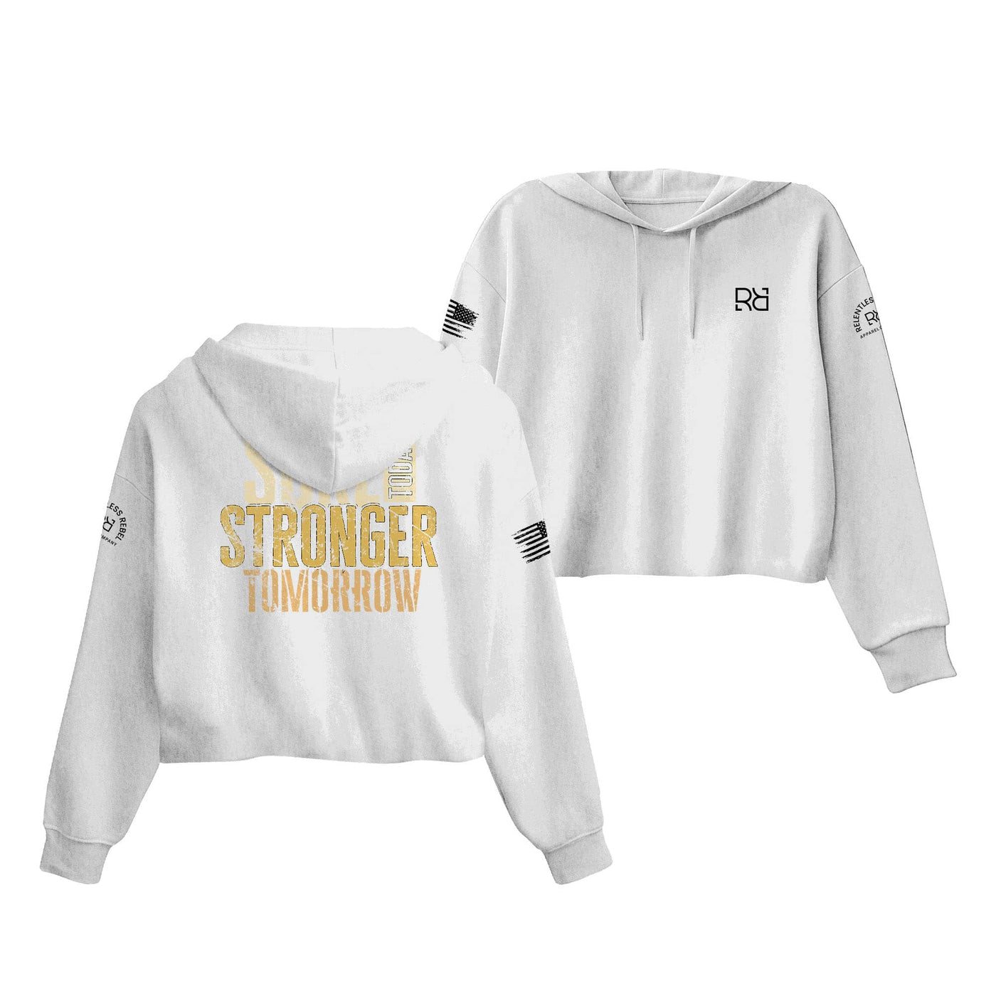 White Sore Today Stronger Tomorrow Women's Cropped Hoodie