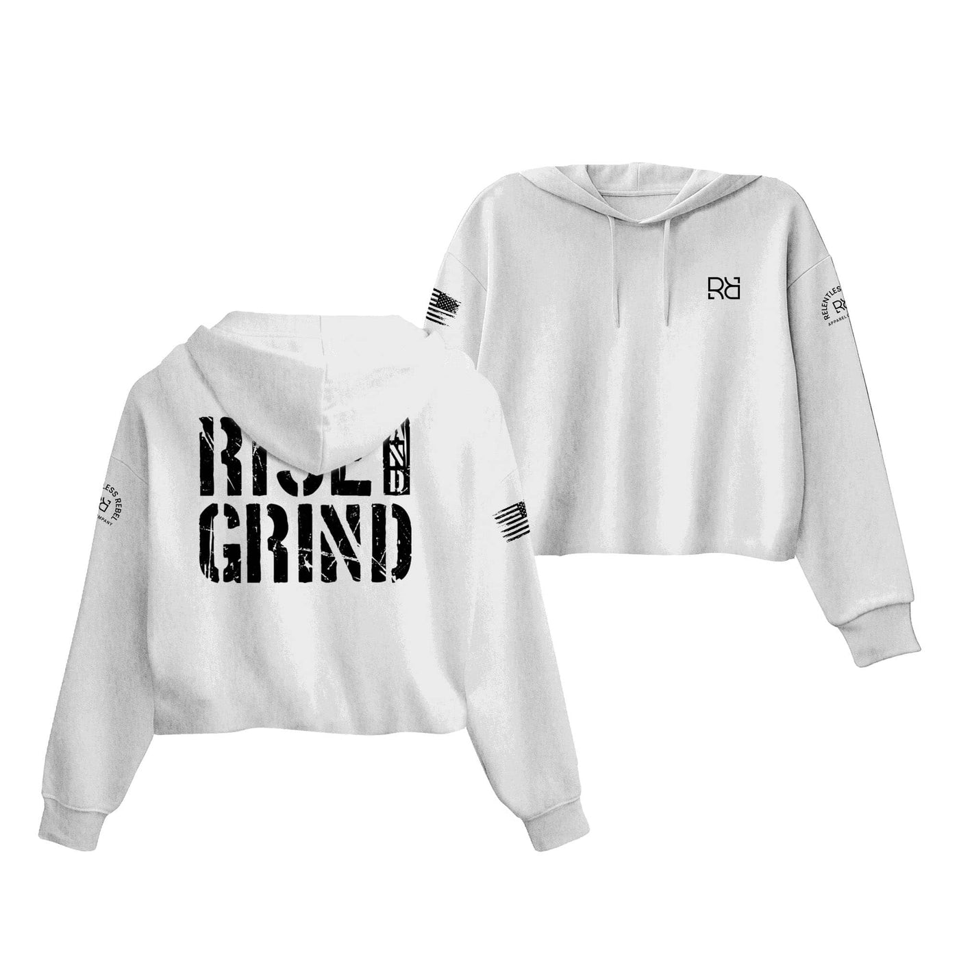 White Rise and Grind Women's Cropped Hoodie