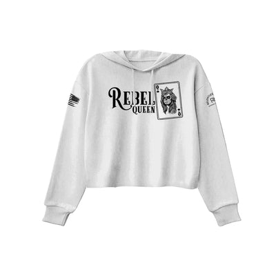 White Rebel Queen Women's Cropped Hoodie