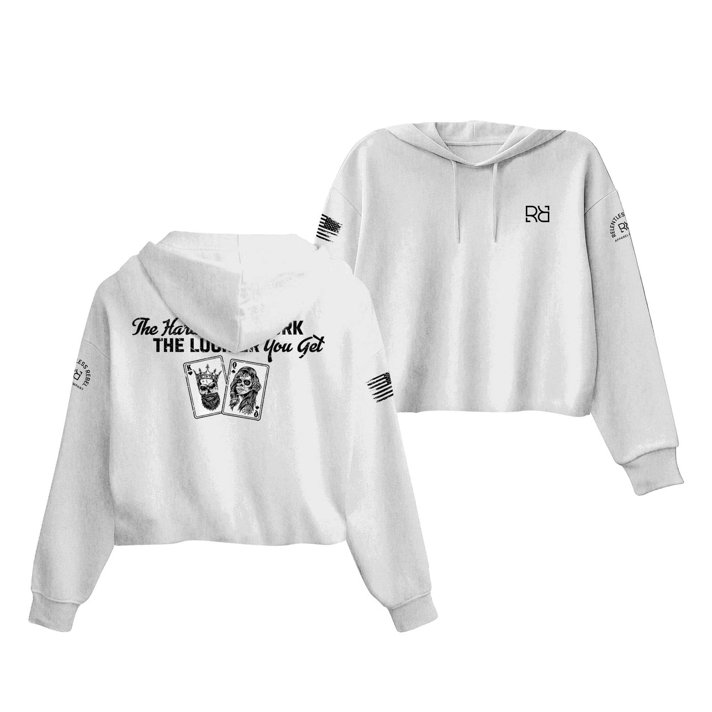 White The Harder You Work Women's Cropped Hoodie