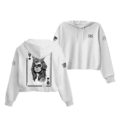 White Rebel Queen Women's Cropped Hoodie