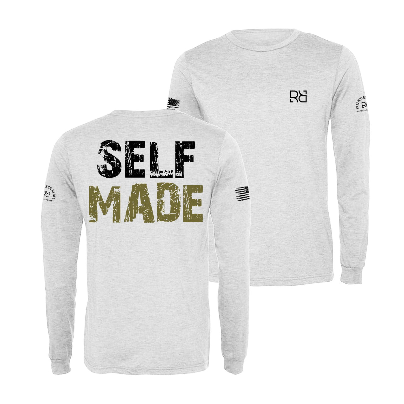 White Self Made Men's Dri Fit Long Sleeve