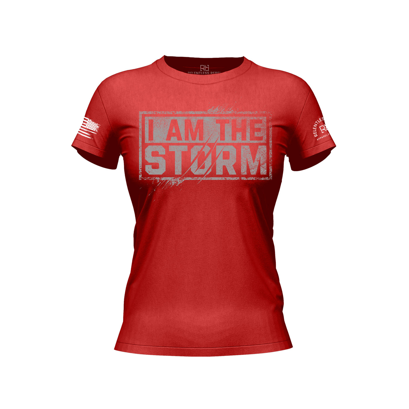 Heather Red Women's I Am The Storm Front Design Tee