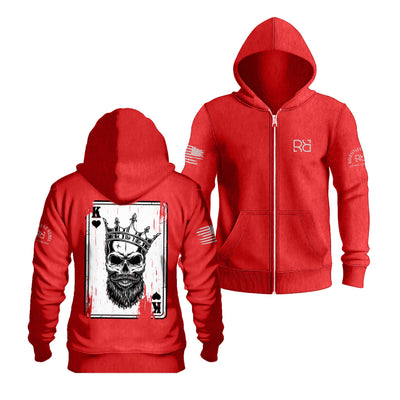 Red Rebel King - Rebel Ace Back Design Zip Up Hoodie