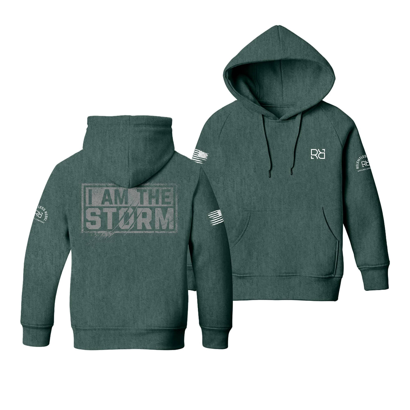 Alpine Green Youth I Am The Storm Back Design Hoodie