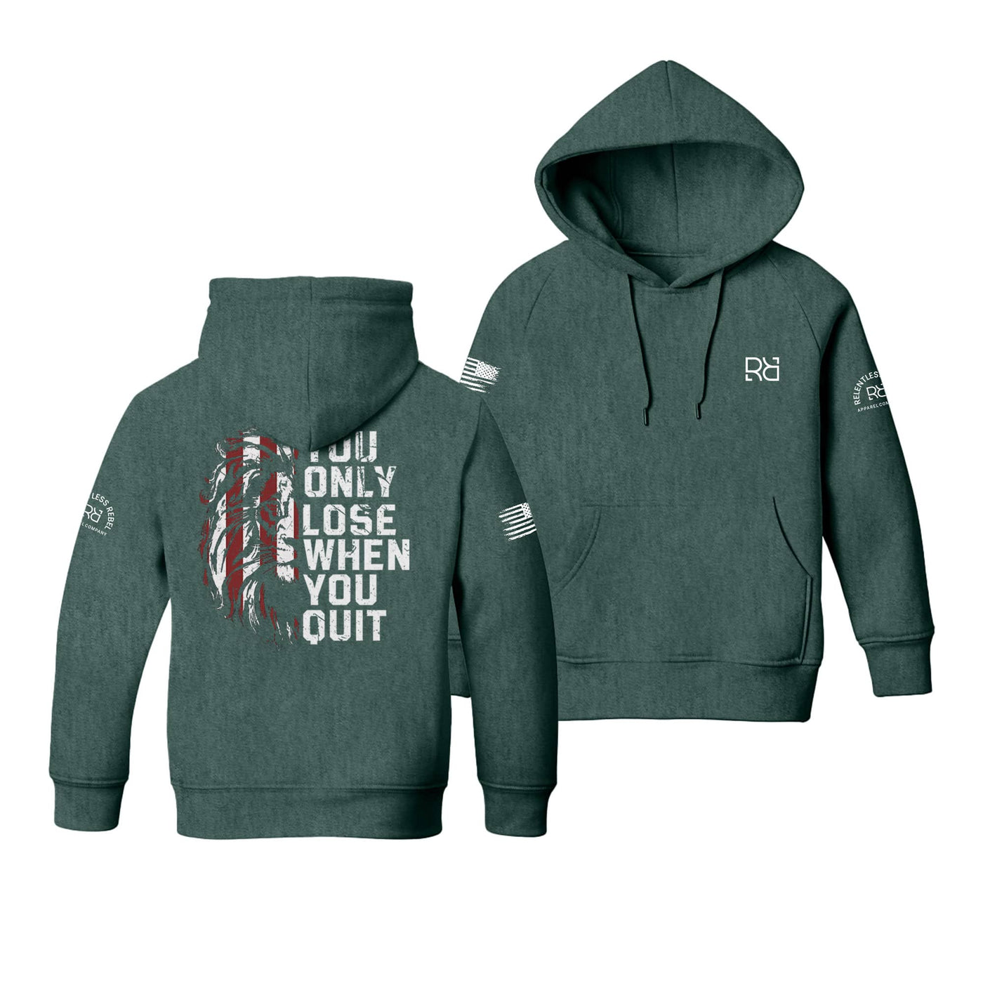 Alpine Green Youth You Only Lose When You Quit Back Design Hoodie