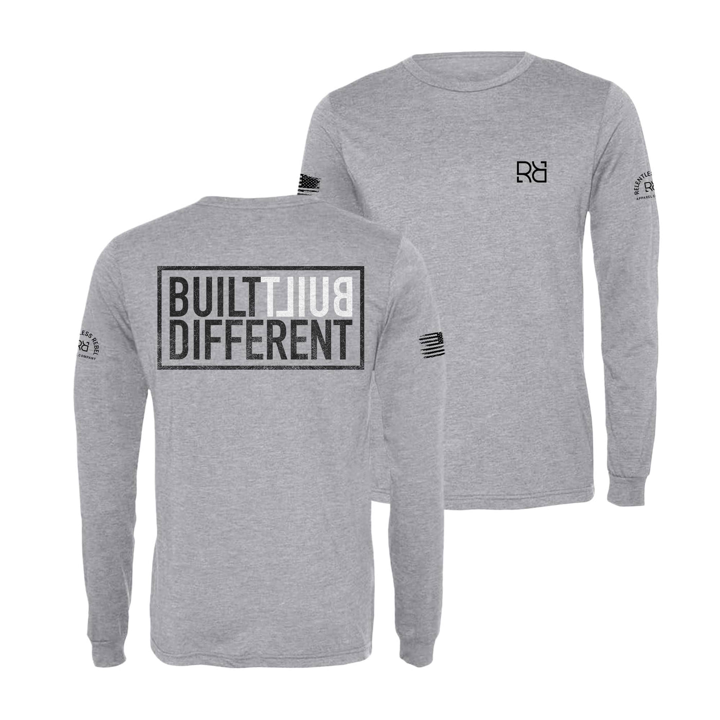 Athletic Grey Built Different Men's Triblend Long Sleeve Shirt