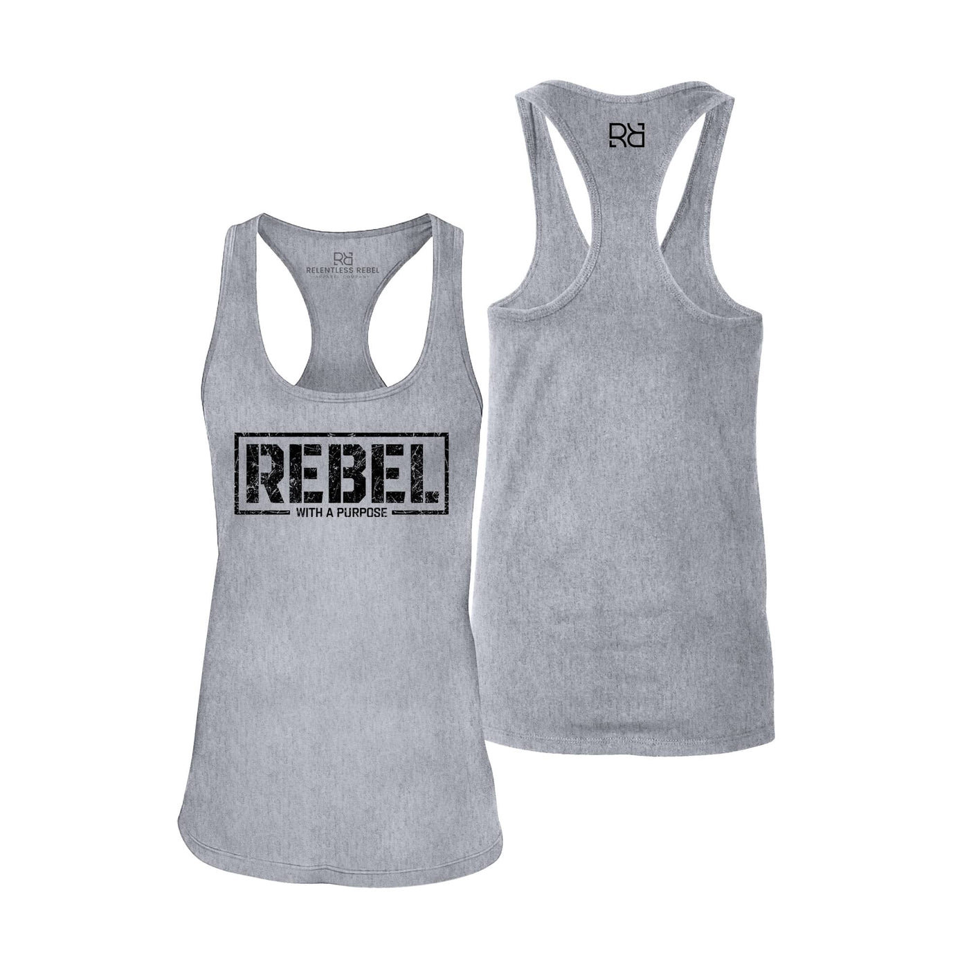 Athletic Heather Women's Rebel With A Purpose Front Design Razer Back Tank