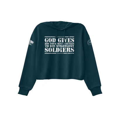 Atlantic God Gives His Toughest Battles Women's Cropped Hoodie