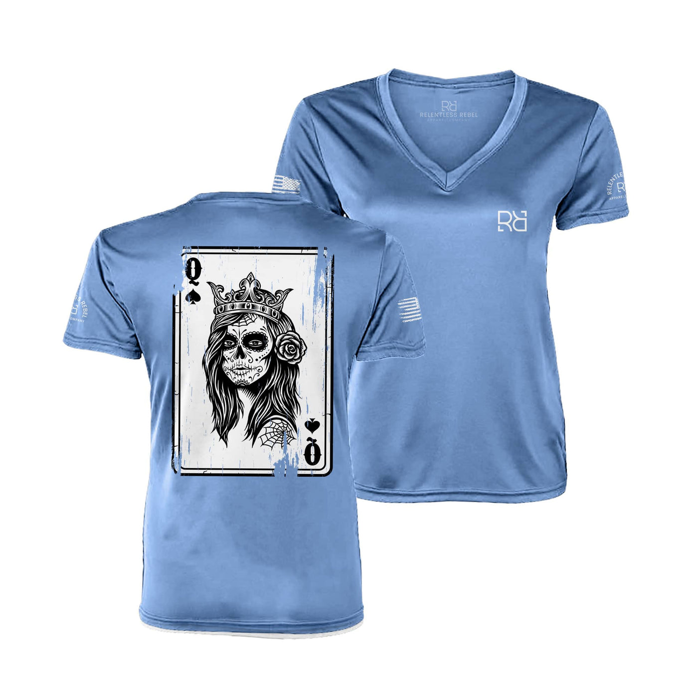 Bimini Blue Rebel Queen "Rebel Ace" Women's V-Neck Dri Fit Tee