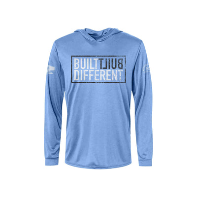 Built Different | Men's Dry Fit Hooded Long Sleeve | UPF50 Bimini Blue