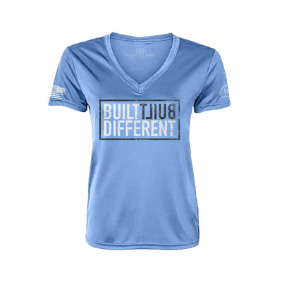 Built Different Bimini Blue Front Women's V-Neck Dry Fit Tee