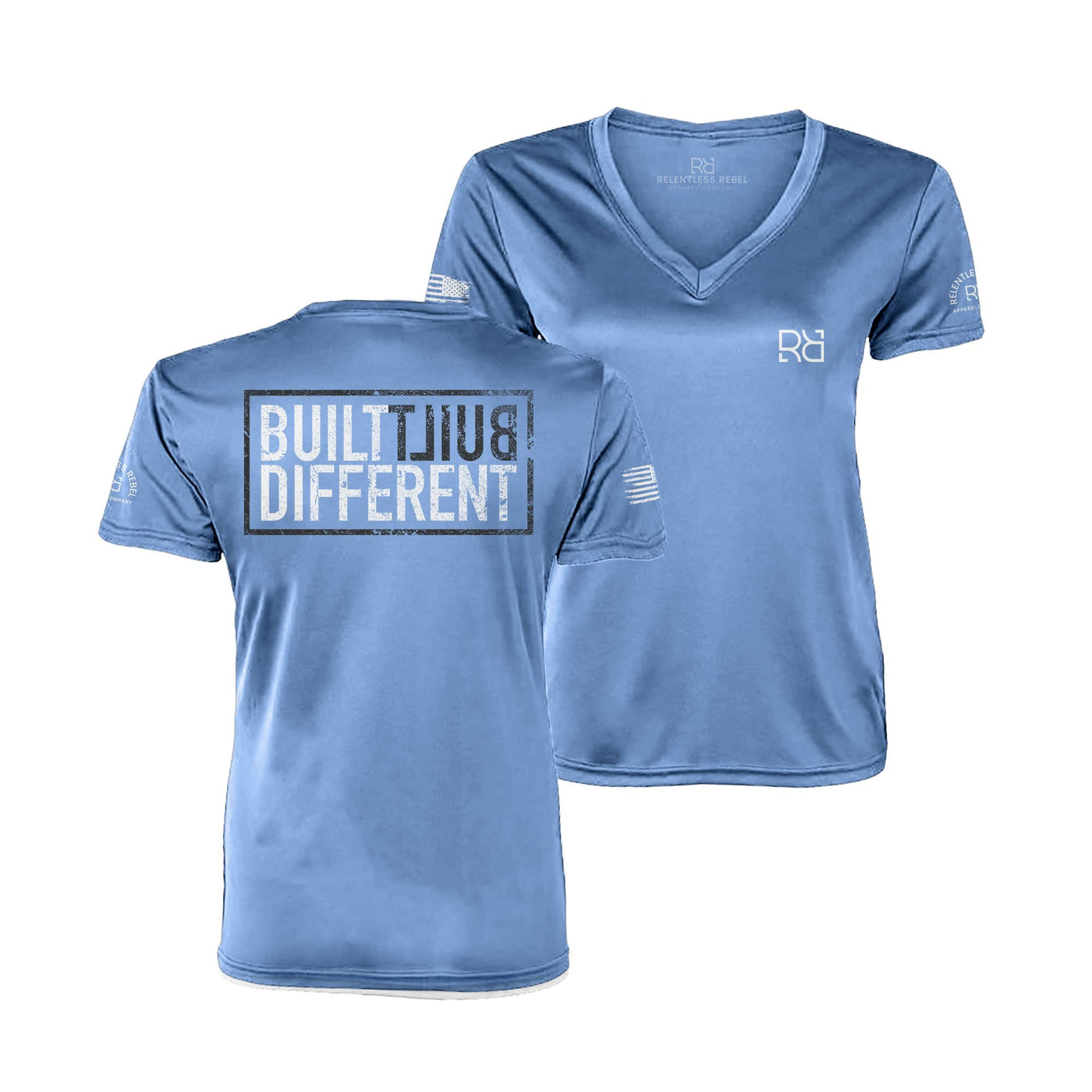 Built Different Bimini Blue Women's V-Neck Dry Fit Tee