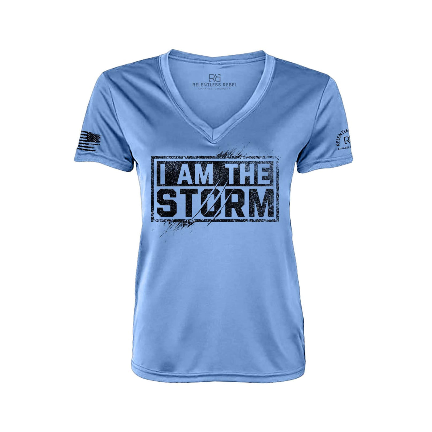 I Am The Storm Bimini Blue Women's V-Neck Dry Fit Tee