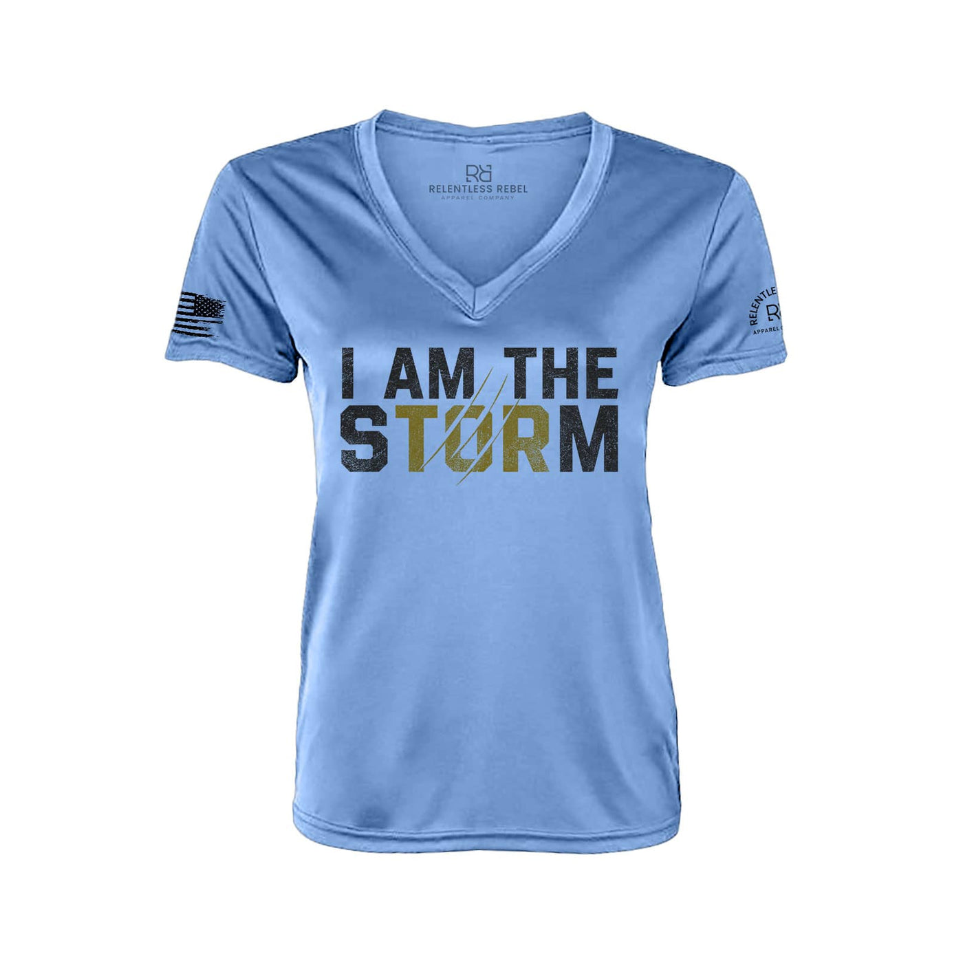 I Am The Storm Bimini Blue Women's V-Neck Dry Fit Tee