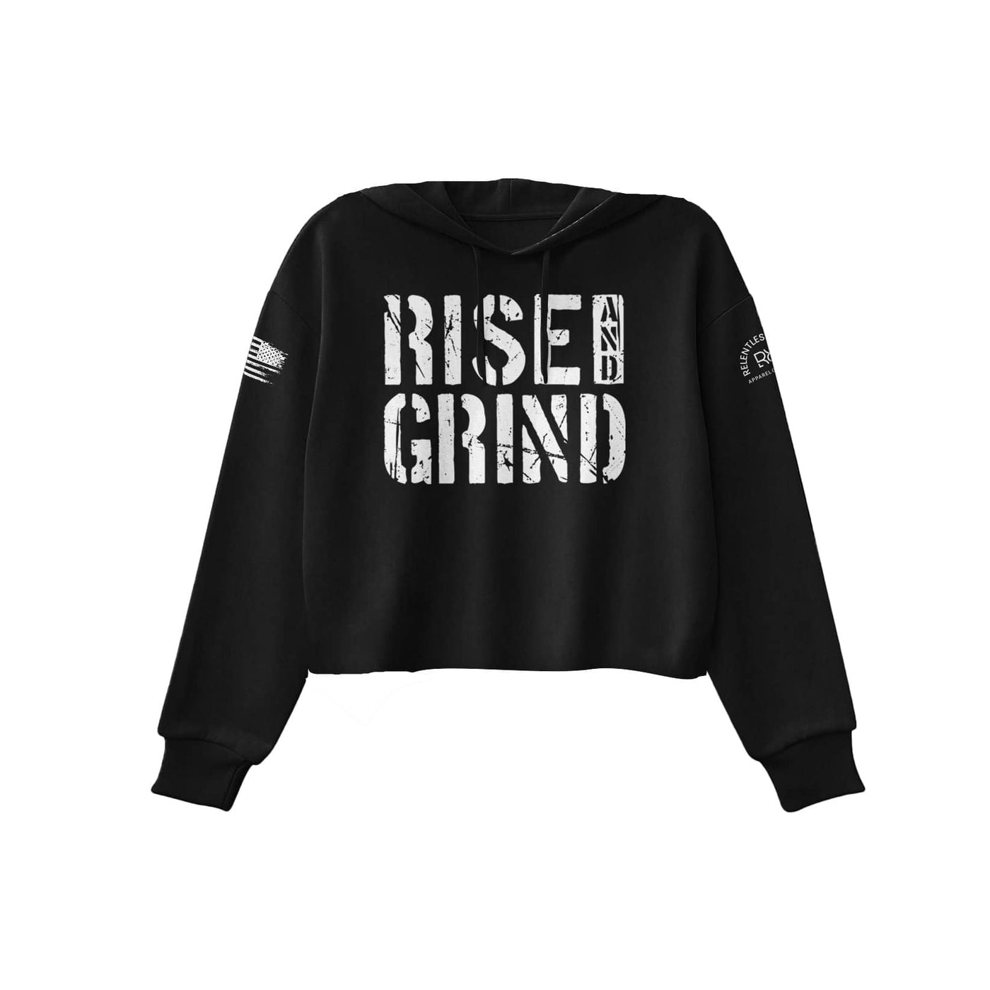 Black Rise and Grind Women's Cropped Hoodie