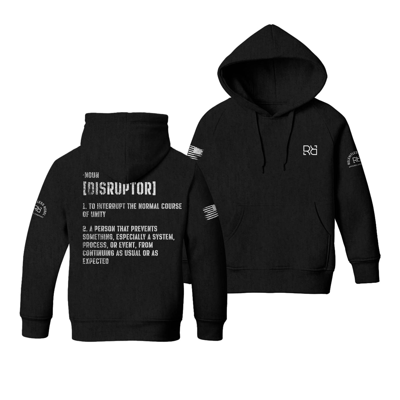 Solid Black The Disruptor Back Design Youth Hoodie