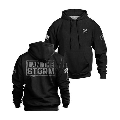 Solid Black I Am The Storm Men's Back Design Heavyweight Hoodie