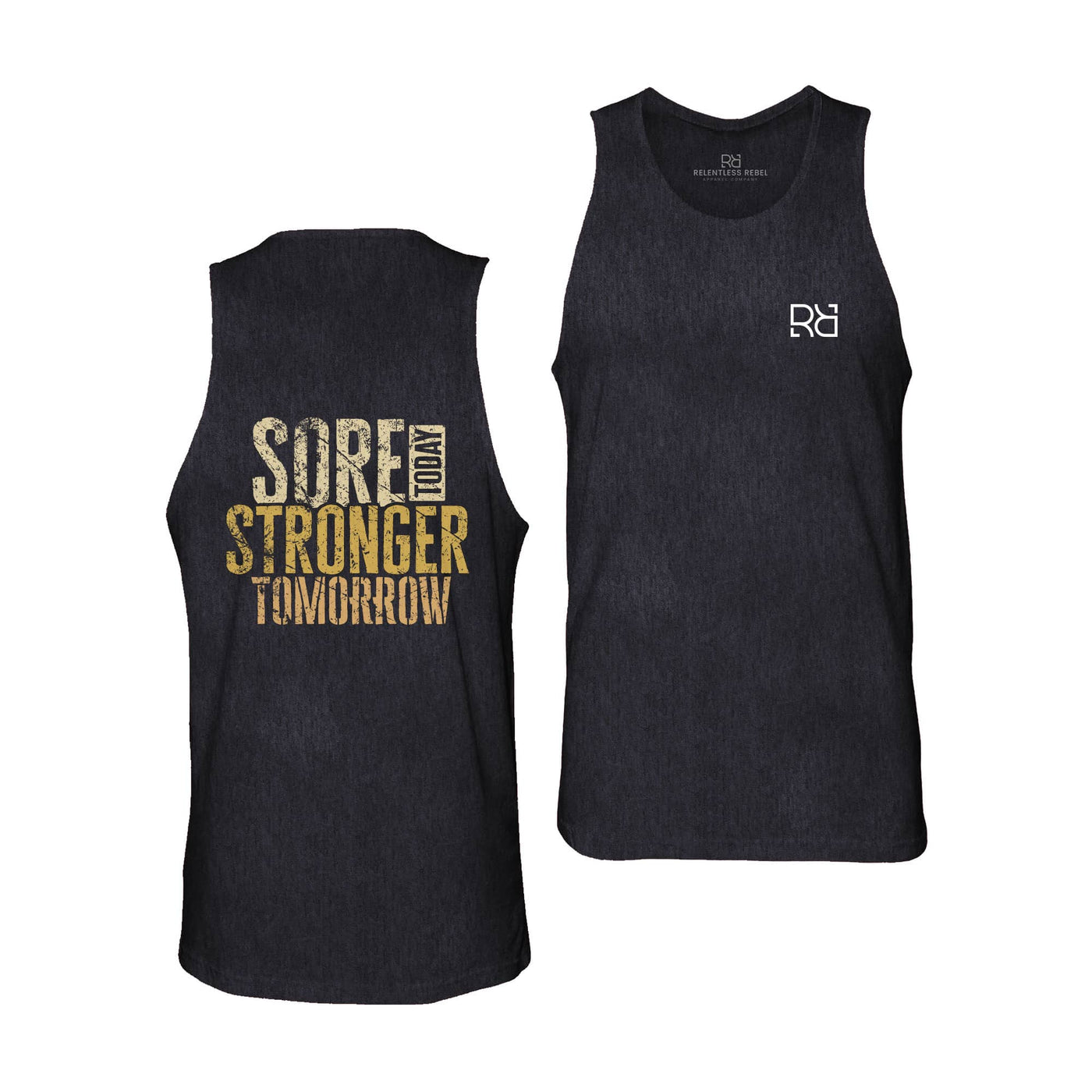 Solid Black Sore Today Stronger Tomorrow Men's Tank Top