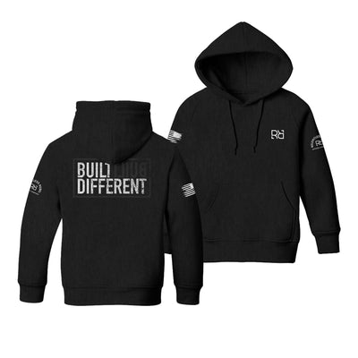 Solid Black Youth Built Different Back Design Hoodie