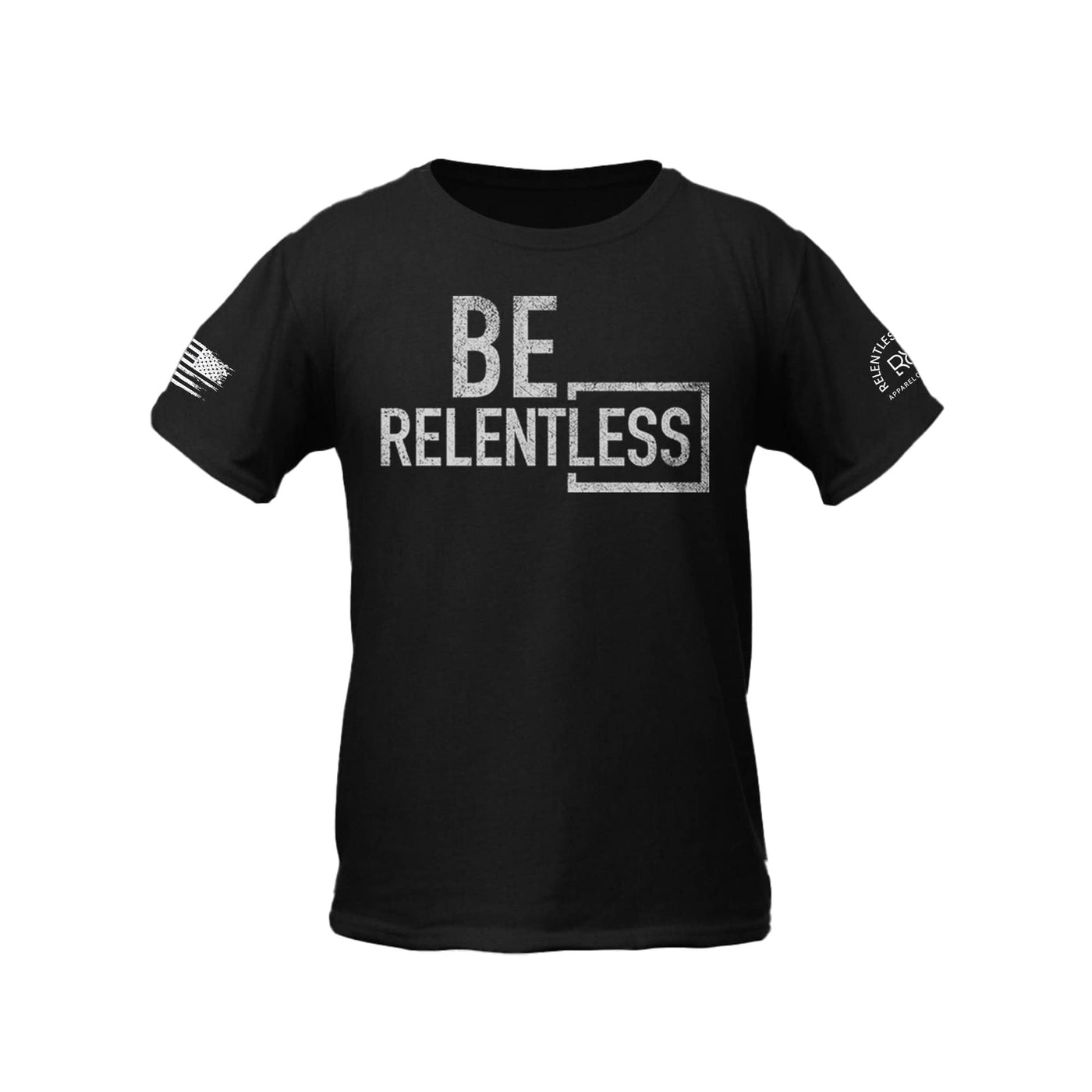 Solid Black Youth Be Relentless Front Design Tee