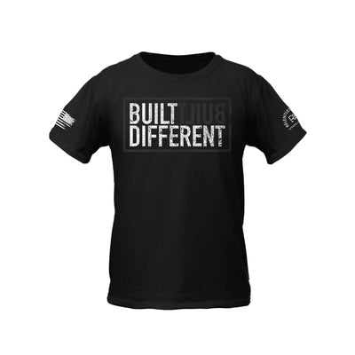 Built Different Youth front design solid black tee