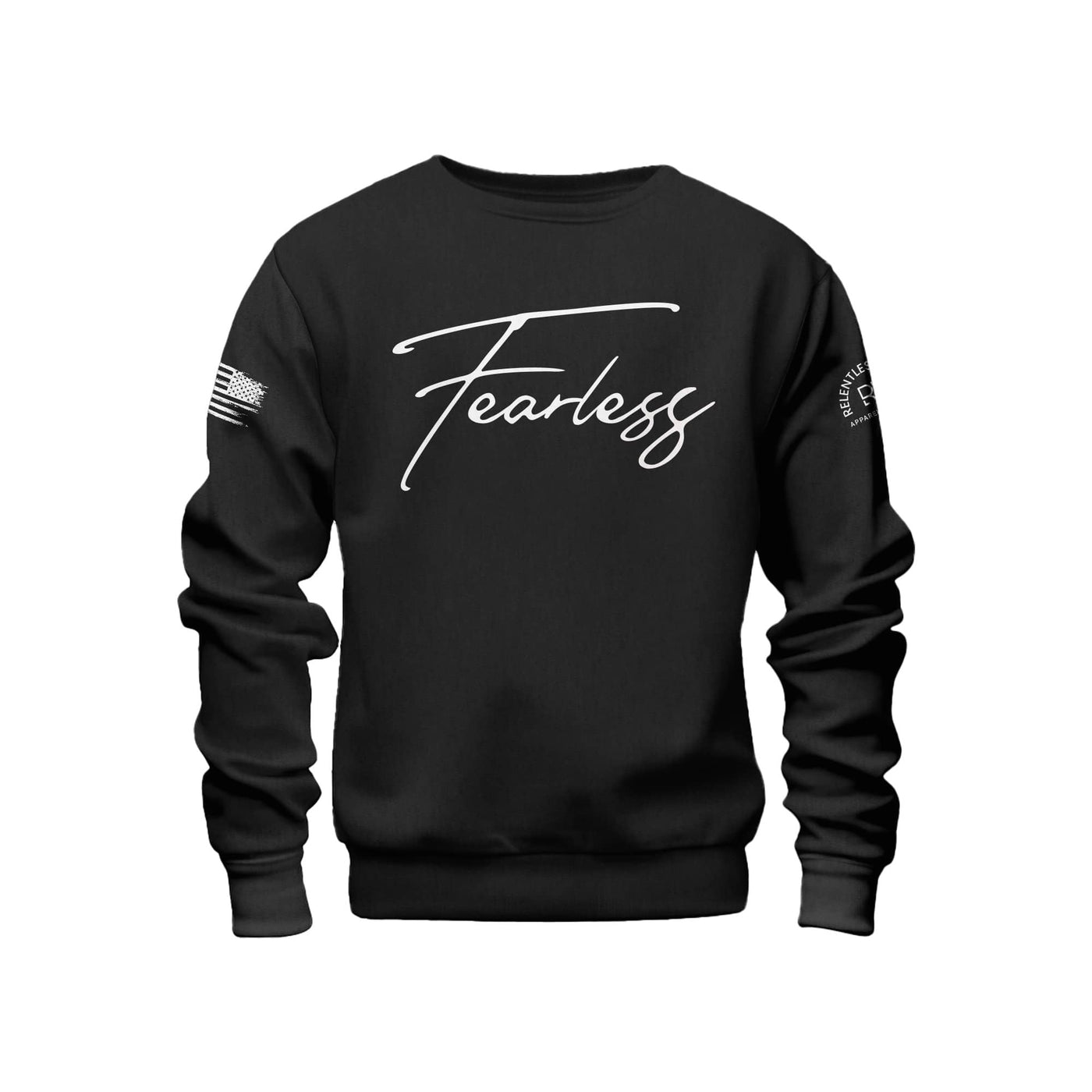 Solid Black Fearless Front Design Sweatshirt