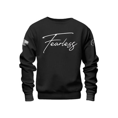 Solid Black Fearless Front Design Sweatshirt