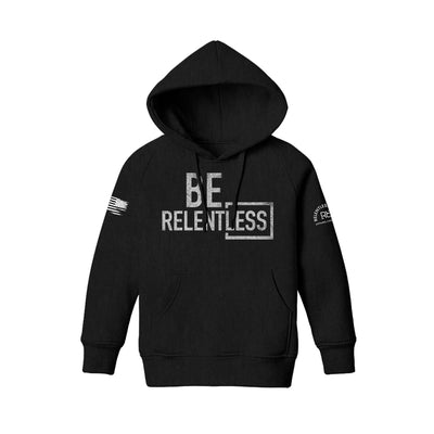Solid Black Youth Be Relentless Front Design Hoodie