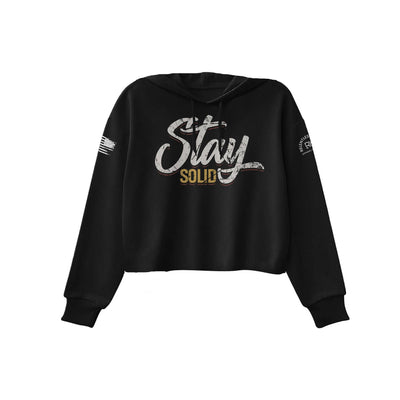 Black Stay Solid Women's Cropped Hoodie