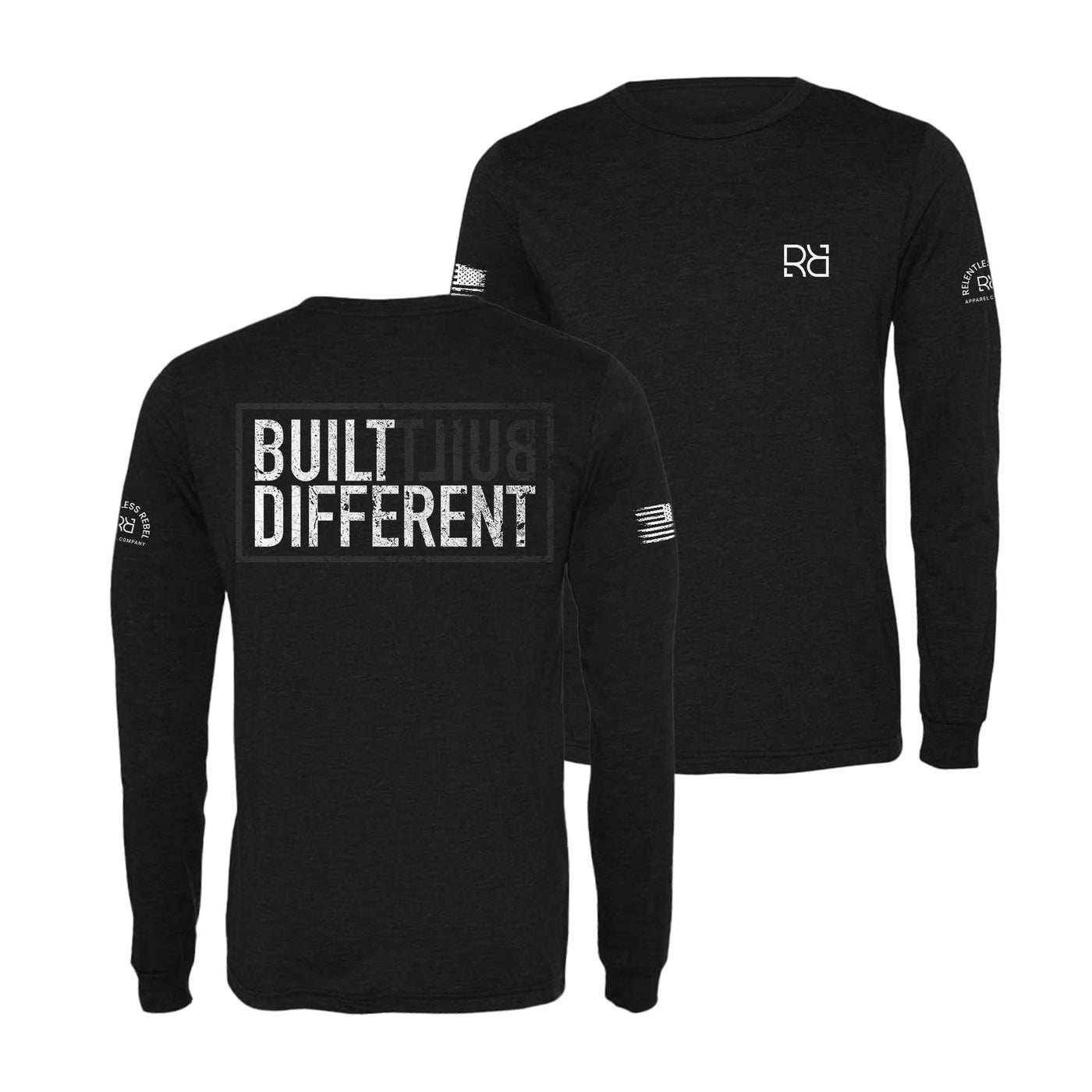 Black Built Different Men's Triblend Long Sleeve Shirt