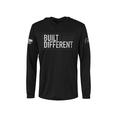 Built Different | Men's Dry Fit Hooded Long Sleeve | UPF50 Solid Black